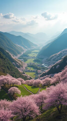 Wuling Farm Taiwan High Mountain Farm Surrounded by Cherry Blossoms and Rolling Hills