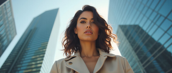 Latina Woman: Successful Businesswoman in Extreme Close-Up with Contemporary Chic Attire