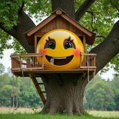 House Emoji — 3D Emoji-Style Icon of a Front View House with Roof, Windows, and Door