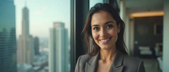 Middle Eastern Woman: Successful Businesswoman in Extreme Close-Up with Contemporary Chic Expression