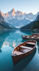 Lago di Braies in Autumn Italy — Wooden Boats Floating on Still Blue Waters Surrounded by Orange-Leaved Trees