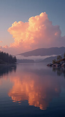 Lake at Dusk with Painted Sky