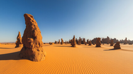 The Pinnacles Australia Limestone Spires Rising from Golden Sand in Surreal Desert Landscape