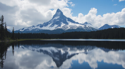 Mount Shuksan Washington USA Sharp Peak Mirrored in Glassy Alpine Lake with Dramatic Clouds
