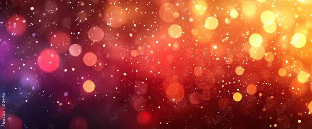 Canvas Prints abstract of bokeh lights with a gradient of purple, red, orange, and yellow throughout the backgroun