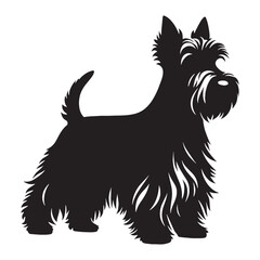 An expressive Scottish Terrier digital black silhouette, reflecting its lively nature - Scottish Terrier silhouette - Scottie Vector - Silhouette of Scottish Terrier - dog silhouette

