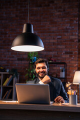 Indian executive with headset busy in call center, symbolizing communication and customer service
