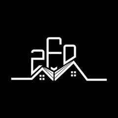 ZFO Real State logo design, ZFO simple and modern logo. ZFO luxurious alphabet design