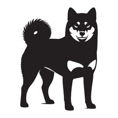 Showcasing a proud Shiba Inu digital black form, impactful for any design - Shiba Inu silhouette - Shiba Inu Vector - Silhouette of Shiba Inu - dog silhouette

