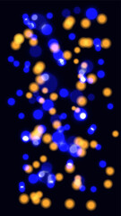Blue and Yellow Bokeh Abstract Light Background on Dark.