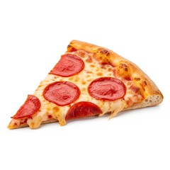 Isolated pepperoni pizza slice delicious italian food cheese crust fast food restaurant meal tasty snack 100