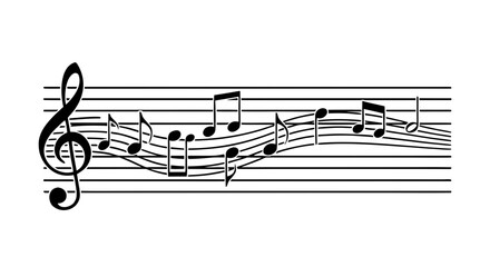 Horizontal Musical Staff with Treble Clef and Notes  Minimalist Vector Music Staff with Varied Note Pitches 