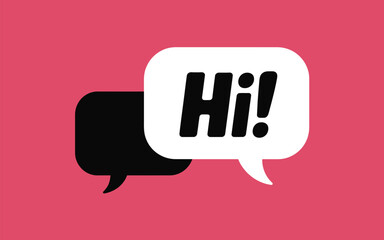 Hi message communication bubble chat dialogue social media networking vector illustration graphic design