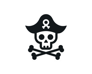 Pirate skull and crossbones vector icon