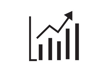 White background business graph chart with an upward-pointing arrow illustrating financial growth and market success