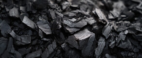 The intricate texture of black charcoal creating a striking natural backdrop.