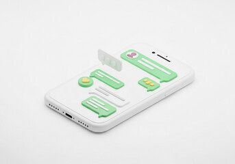 Communication Technology A Stylized Smartphone with Chat Bubbles