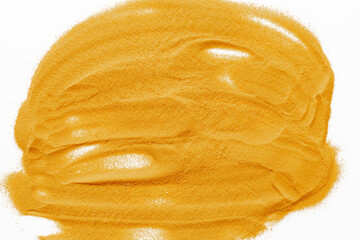 Lines and details of yellow sand texture background, close up top view. Abstract sand surface