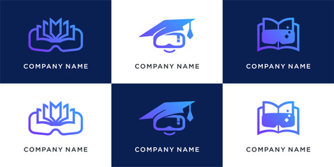 Set of virtual graduate logo design combine