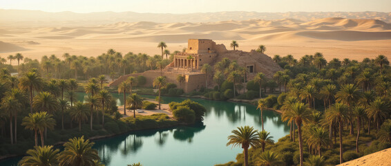 Siwa Oasis Egypt Lush Palms and Ancient Ruins in Desert Landscape