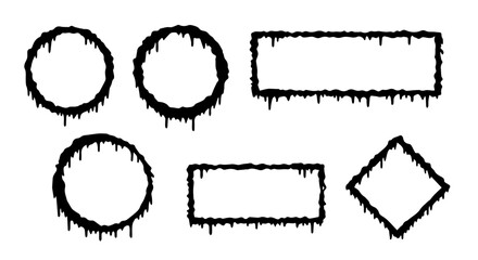 Spooky shapes vector illustration with dripping borders perfect for Halloween designs and grungy abstract projects, silhouette