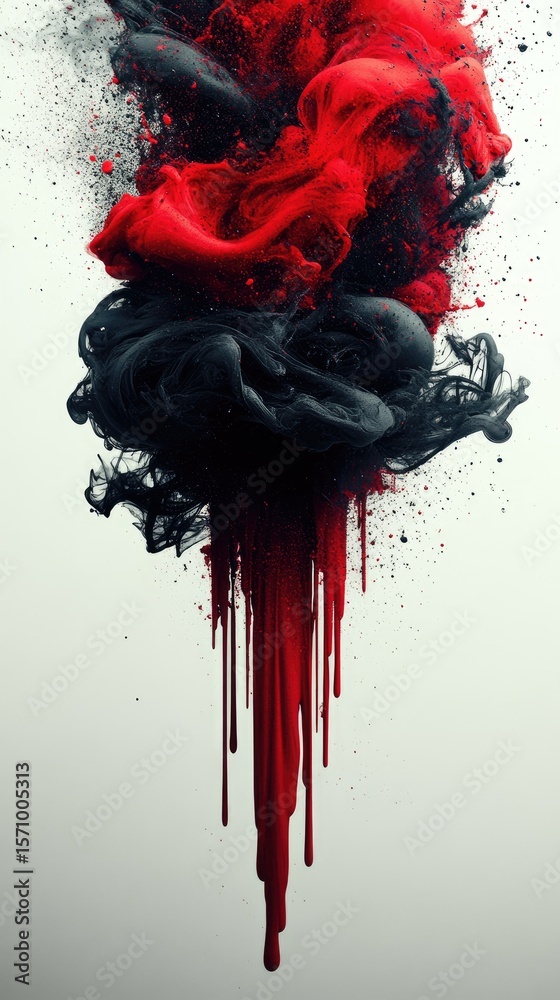 Canvas Prints red and black cloud-like formation. streaks of color descend from the bulk of the cloud