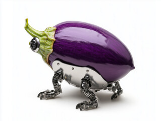 Creative Robot Designed Like Eggplant with Playful and Modern Features