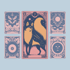 a fox spirit steps between realms, its form inked in mystical lines and flowing curves