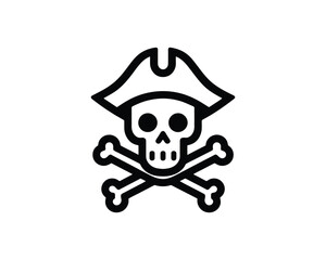 Fototapeta premium Pirate jolly roger skull and crossbones symbol vector