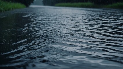 Fototapeta premium Rippled water surface during rain