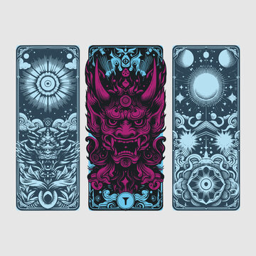japanese demons wear no names, only masks like this one, framed in cursed vector