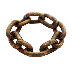 Fototapeta premium Rusty Circular Chain Link Metal Decay Old Age Heavy Duty Circle Design on transparent background