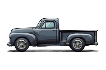 Hand-drawn gray pickup truck side view illustration.