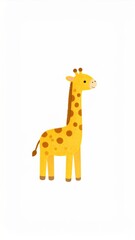 Obraz premium Cute Yellow Giraffe Illustration on White Background
