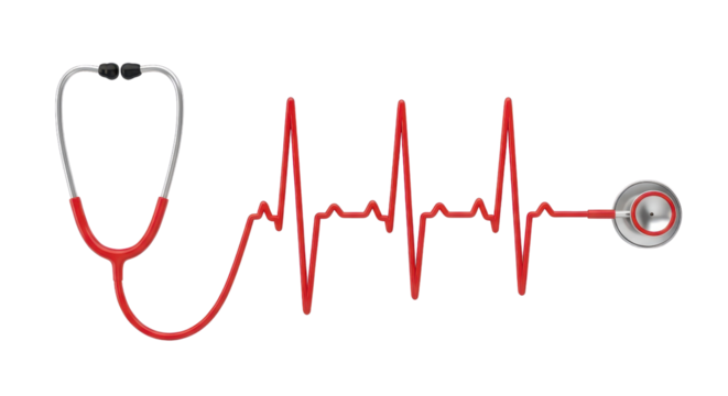 Stethoscope with EKG heartbeat pulse isolated PNG with Transparent Background - Powered by Adobe