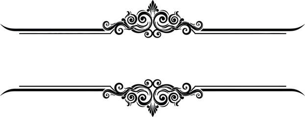 Two horizontal decorative dividers with floral swirl embellishments