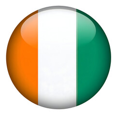 Glossy Ivory Coast Flag Button with Orange, White, and Green Stripes