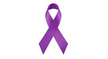 Purple ribbon as a symbol of support and awareness isolated PNG with Transparent Background