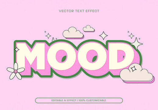 Playful Retro Text Effect with Pastel Floral Accents