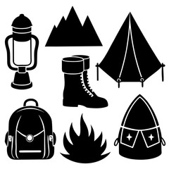 set of camping icons