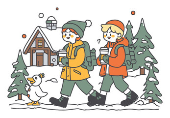 Girl Gardening on Floating Land with Plant in Pot and Cheerful Elements