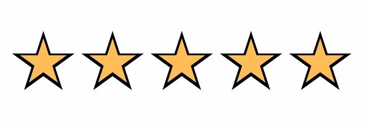 Customer review stars,one star,two stard,three stars,four stars,five stars, cutomer reviews sign,user experience best customer feedback,rating service, good client satisfaction,client satisfaction
