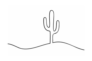 Minimalist cactus on rolling hills desert plant