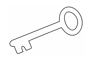 Antique key outline vintage simple