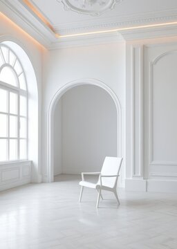 White chair in a room Empty room interior design architecture blank design room