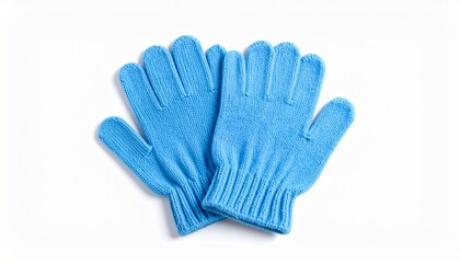 Warm Knitted Gloves for Winter Season &ndash; blue Wool Texture, White Isolated Photo