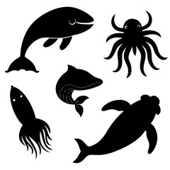 set of sea animals