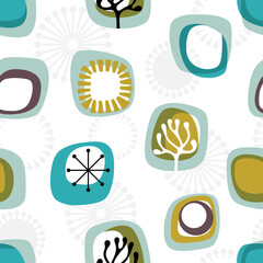 Seamless abstract midcentury geometric pattern. Vector Illustration.