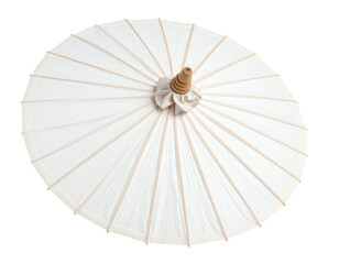 Bamboo white umbrella , Thailand traditional isolated on white background. This has clipping path.