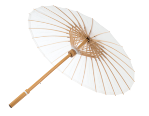 Bamboo white umbrella , Thailand traditional isolated on white background. This has clipping path.